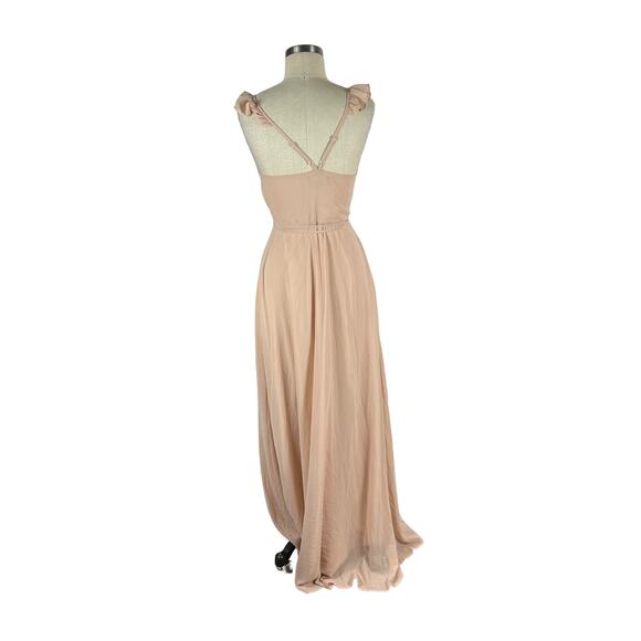LULUS Here's To Us Pink Pastel Ruffle Hi-Low True Wrap Maxi Dress Size Small S - Picture 3 of 7